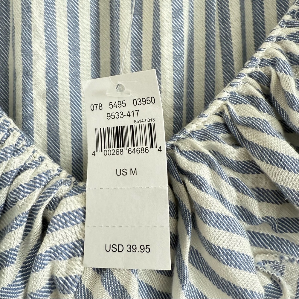 Aerie Striped Ruffle Trim Long Sleeve Tunic Blouse Top Medium New - Picture 4 of 8